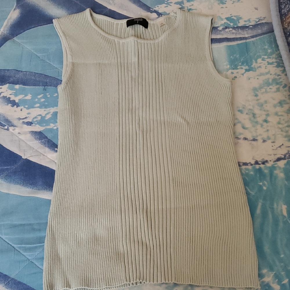 Tahari Mint Ribbed Sleeveless Top